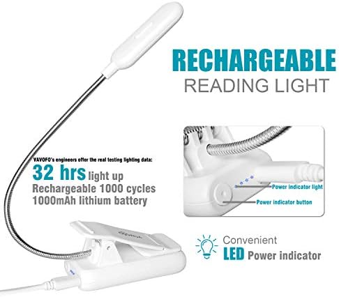 VAVOFO Rechargeable Reading Light, Clip on Book Light for Reading in Bed - Image 3