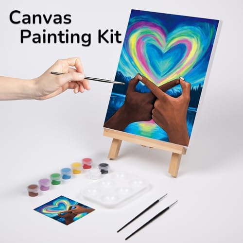 VOCHIC Canvas Painting Kit Pre Drawn Canvas for Painting for Adults Couples Date Night Party Kit Paint and Sip Party Supplies Infinity Love Paint Art Set 8x10 inch Valentine - Image 2