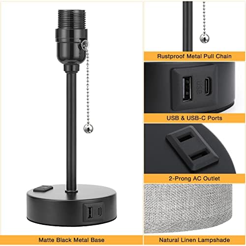 Small Bedside Table Lamp for Bedroom - Desk Lamp with USB Ports for Dorm - Image 5
