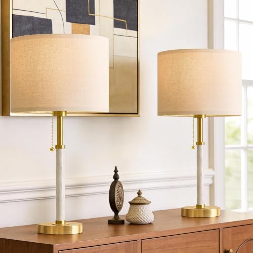 Wood Table Lamps 22" Mid Century Modern Lamps for Bedroom Living Room Lamps by G-SAFAVA