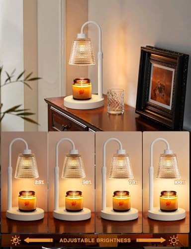 White Candle Warmer Lamp with Timer, Dimmable Candle Warmer for Jar Candles, Height Adjustable Wax Melts Warmer, Birthday Gifts for Women Mom, House Warming Gifts New Home Decor - Image 2
