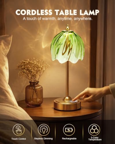 Nusogon Cordless Flower Table Lamp, 5200mAh Small Rechargeable Touch Lamp - Image 2