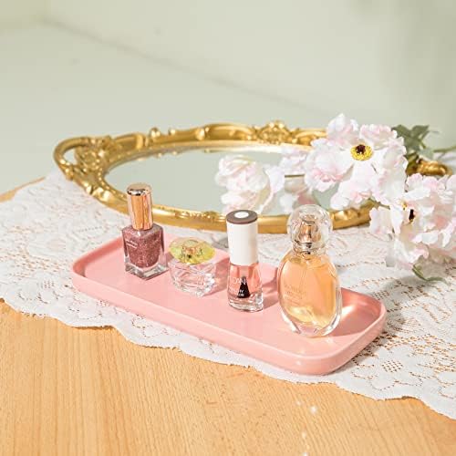 Ceramic Bathroom Tray,Kitchen Sink Organizer Tray,Cosmetics Holder (Pink) - Image 4