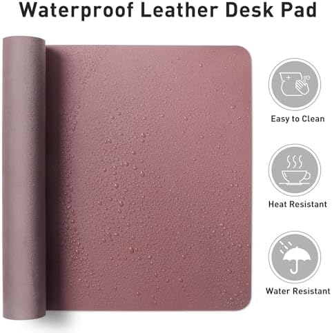 Aothia Leather Desk Pad Protector, Mouse Pad, Office Desk Mat, 31.5" x 15.7" Non-Slip PU Leather Desk Blotter, Laptop Desk Pad, Waterproof Desk Writing Pad for Office and Home (Dark Pink) - Image 6