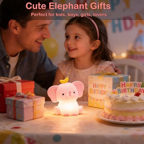 Elephant Lamp, Elephant Cute Night Light Gifts, Rechargeable Bedside Nightlight, Dimmable Squishy Silicone Animal Touch Lamp, Baby Room Decor, Small Night Light for Kids Teens Boys Girls Lovers - Image 6