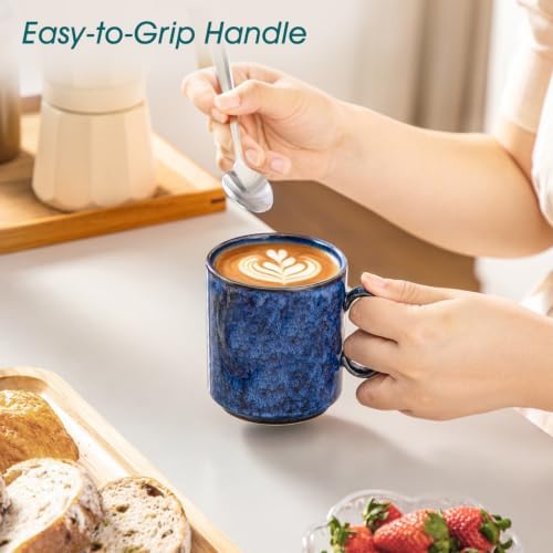 vancasso STARRY Ceramic Coffee Mugs Set of 6, 12 Oz Coffee Cups for Latte, Cappuccino, Tea & Hot Cocoa, Artisan Modern Style for Coffee Bar, Home & Kitchen, Microwave & Dishwasher Safe, Blue - Image 5