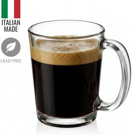 Godinger Coffee Mugs, Clear Glass Coffee Cups,10oz Set of 4, Made in Italy - Image 2