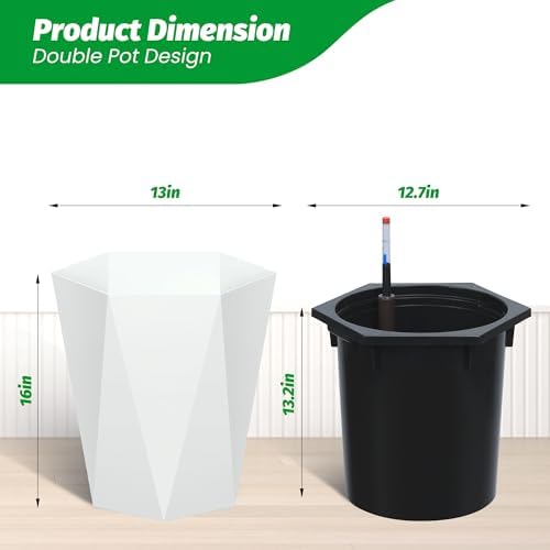 Garvee 16" Tall Planters Set of 2, Self-Watering Planter, Outdoor Planters - Image 6
