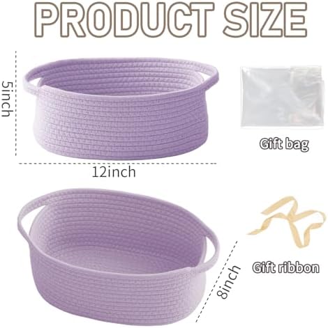JMvicyroam Small Woven Basket, Empty Gift Basket, Purple/1 Pack - Image 2