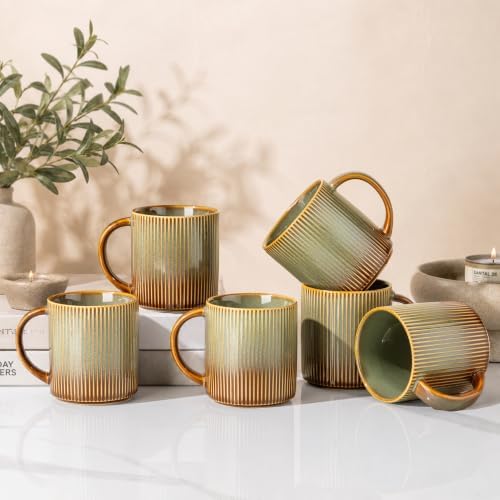 theterra Ceramic Coffee Mugs Set of 6, 14.2 oz Coffee Cups with Handle by TheTerra