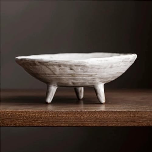 Small Wabi-Sabi Ceramic Bowl, 6 Inch Handcrafted Tripod Design for Snacks, Sauces, Dips, Decorative Serving Bowl for Kitchen, Dining Table & Coffee Table (White) by Unknown