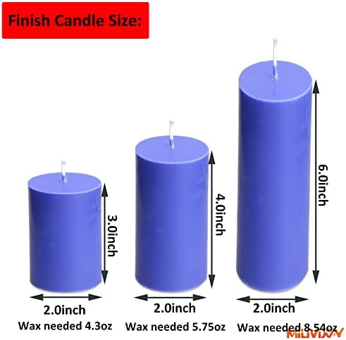 MILIVIXAY 3PCS Pillar Candle Molds - Plastic Cylinder Candle Mold Set for Candle Making-Candle Making Molds-60 Ft. of Wick, 50pcs Wick Stickers, 3pcs Wick Holders and 1pc Iron Wire Included as a Gift. - Image 3