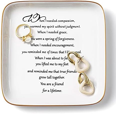 PUDDING CABIN Friend Gifts for Women Birthday Lifetime Ring Dish Friendship Trinket Tray by PUDDINGCABIN