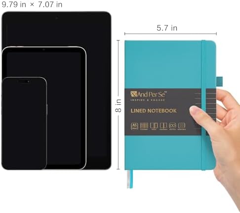 &And Per Se Lined Journal Notebook, 160 Pages, A5 5.7 x 8 inches College Ruled Thick Paper Notebook Journals for Writing, Hardcover Notebooks for Women Men Office School (1 Pack, Cerulean Blue) - Image 3