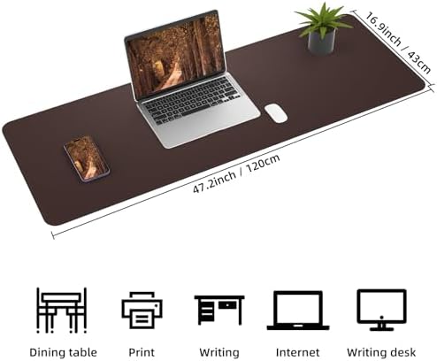 AFIING Leather Desk Pad Protector, Large Desk Mat with Natural Cork & PU Leather, Mouse Pad, Non-Slip, Waterproof Desk Writing Pad for Office and Home (Coffee) - Image 3