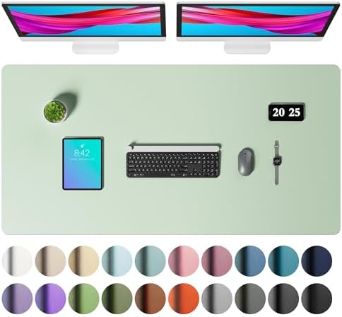 Aothia Faux Leather Desk Mat – Large Mouse Pad, Non-Slip PU Leather Blotter, Waterproof Writing Surface for Office and Home (Aqua, 47.2" x 23.6") by AothiaSimpleNaturalUnique
