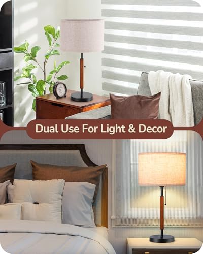 EDISHINE Modern Mid Century Table Lamp, Pull Chain Switch, 21.65 Inch, E26 - Image 2