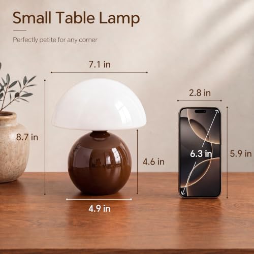 Dawnwake Mushroom Lamp Table Lamp for Bedroom-Small Desk Table Lamps,Coffee - Image 6