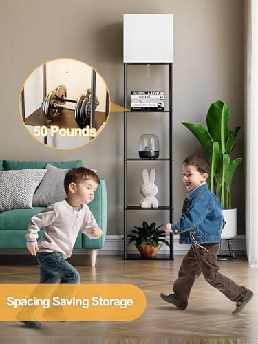 Large Floor Lamp with Shelves, 5-Tier Tall Floor lamp with for Living Room, Shelf Floor Lamp with 3 CCT LED Bulb, Corner Display Standing Column Lamp, Etagere Organizer Tower Nightstand for Bedroom - Image 5