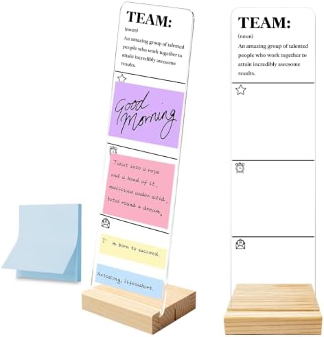 Monitor Memo Board with Removable Wooden Base Acrylic Portable Sticky Note Holder, Inspiring Team Quotes Acrylic Message Board Sign, Office Desk Desk Set Sticky Notes 100 Sheets by HTBIG