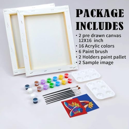 VOCHIC 2 Pack Pre Drawn Canvas for Painting for Adults Paint and Sip Kit - Image 6