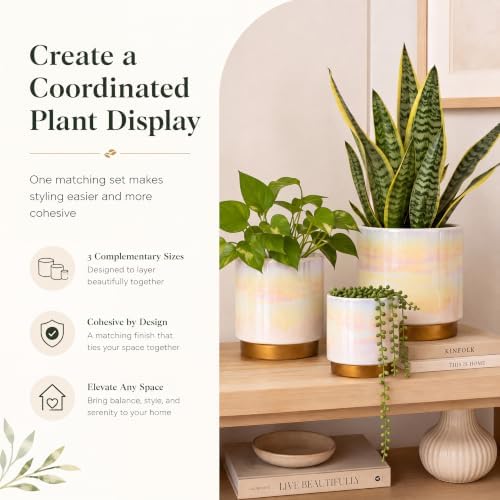 Gepege Ceramic Plant Pots for Indoor Plants, Planters with Drainage Holes - Image 3