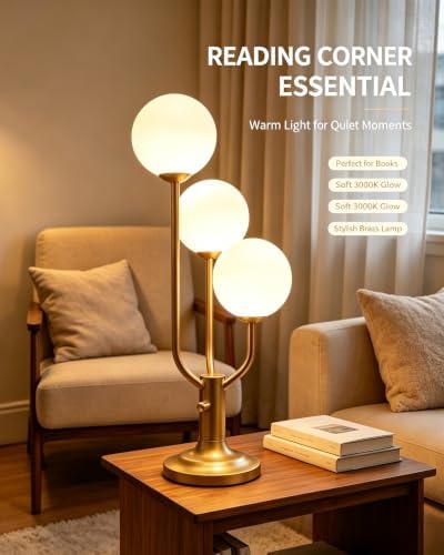 Lightdot Gold Globe Table Lamp for Bedroom Gift G9 Bulbs Included Dimmable - Image 2