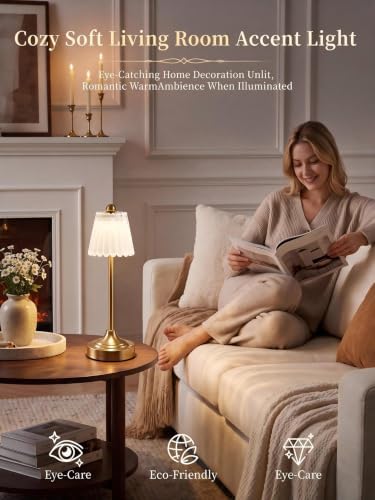 Small Vintage Rechargeable Cordless Table Lamp (White, 1 Pack) - Image 2