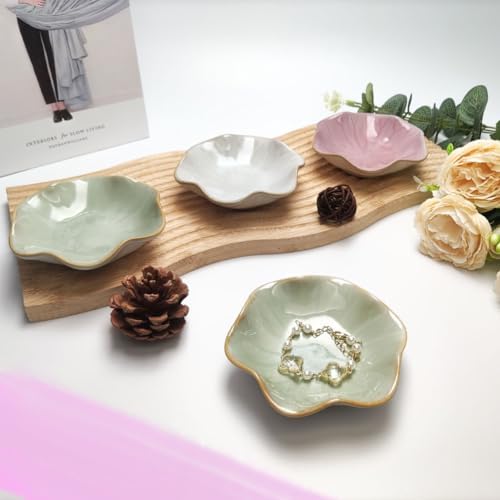 Ceramic Jewelry Tray,Leaf jewelry dish,Tiny Key Bowl,jewelry holder,small ring dishes holder,Jewelry Plate,trinket,nightstand decor for entryway table Home Decor gift for Mom women girls(Green) - Image 4