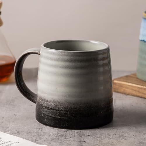 15.5oz Large Heavyweight Ceramic Mug, Reactive (Grey-Black) - Image 3