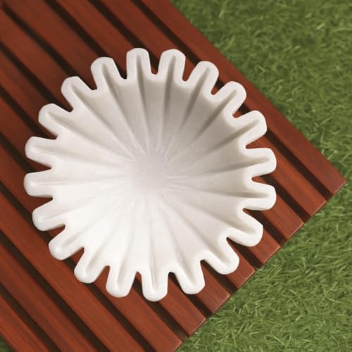 SWADESHI BLESSINGS Handcrafted Marble Ruffle Bowl for Home Decor, 7" by SwadeshiBlessings