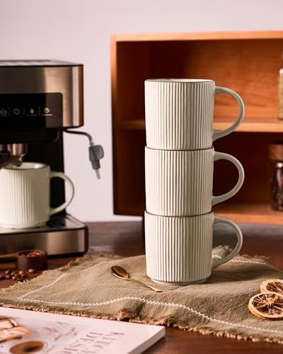 famiware Coffee Mug Set of 6, Star 12 oz Ceramic Mugs Cups Set with Handle - Image 6