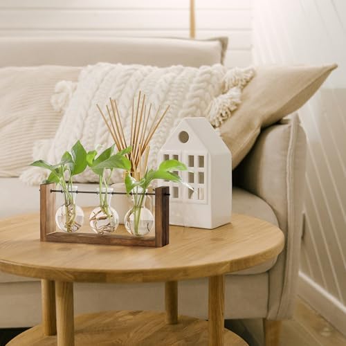 YIBOT Wall Hanging Planter Propagation Station 3 Bulb Glass Flower Vase - Image 7