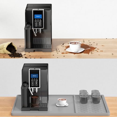 Rnivvi Silicone Coffee Mat, 16" x 24" Waterproof Raised Edge Coffee Bar Mats for Espresso Machine Station Accessories, Heat Resistant Detachable Dish Drying Pad for Kitchen Counter, Dish Rack, Gray - Image 7