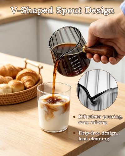 6oz Espresso Cups, V-Spout Espresso Shot Cups, Ribbed Milk Frothing Pitcher - Image 5