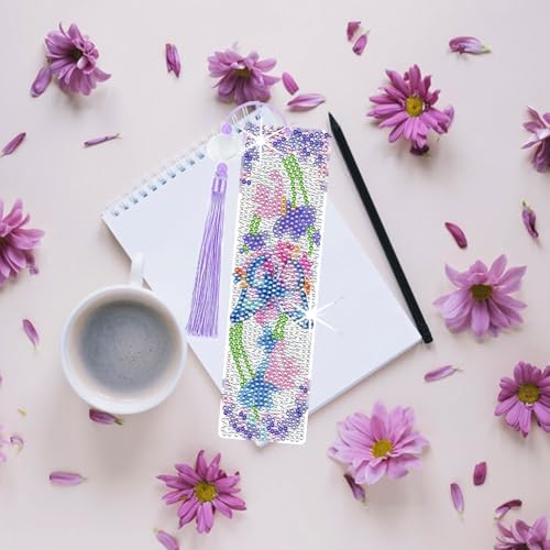 8PCS Diamond Painting Art Bookmarks,Cute Acrylic Bookmarks Crafts Kits Gifts with Pendants for Adult Women Book Lovers (Butterfly) - Image 2