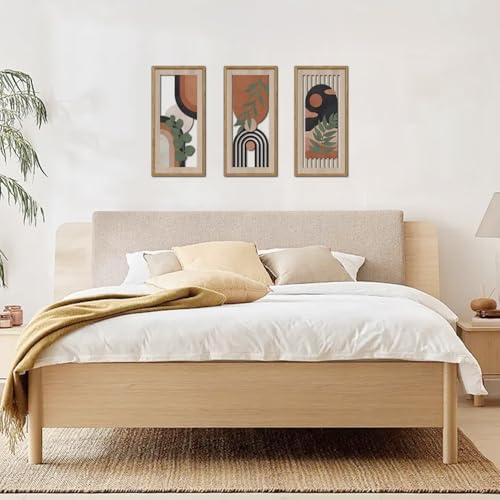 HPNIUB 3 PCS Boho Wall Decor, Minimalist Mid Century Sun Geometric Line Hanging Wood Sign for Living Room, 8x16Inch Modern Botanical Leaf Wooden Plaque for Apartment Bedroom Office Decoration - Image 6