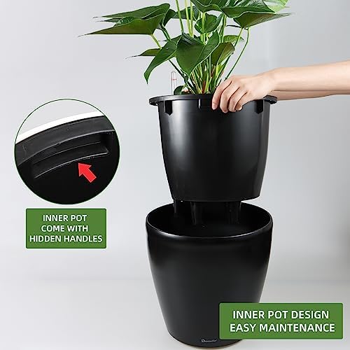 Dexceder 13x12 Self Watering Planter with Wheels (Black Matte) - Image 4