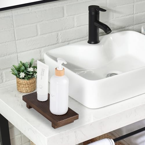 Bathroom Sink Tray Wood Riser Display Kitchen Decor Soap Holder, Walnut - Image 6