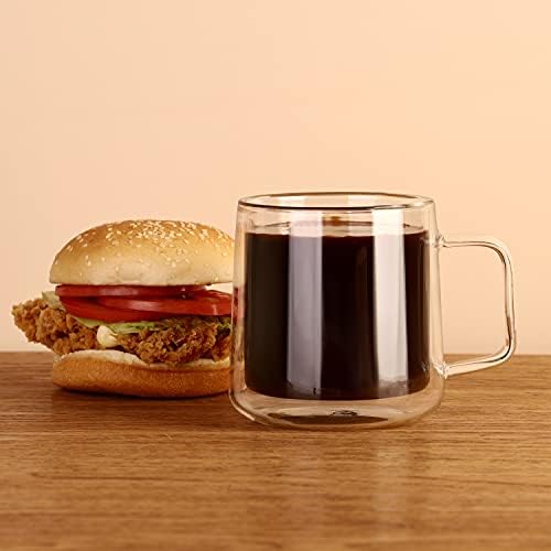 CNGLASS Double Walled Glass Coffee Mugs,15oz(1-pack) Insulated Glass Mugs with Handle,Clear Espresso Cups for Latte,Cappuccino,Tea Bag - Image 4