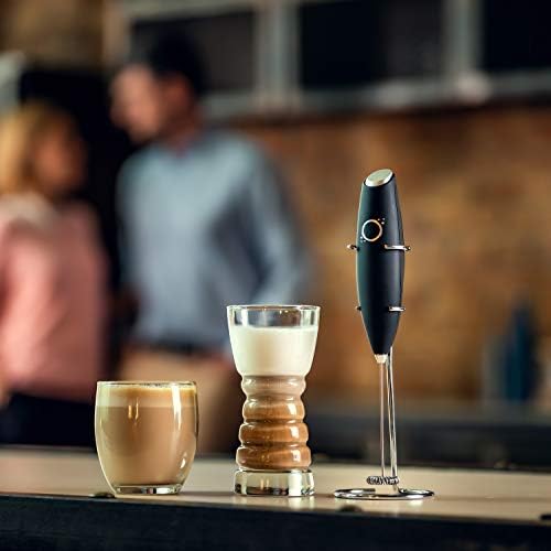 Battery Operated Milk Frother Handheld with Stand, Coffee Mixer Wand, Black - Image 4