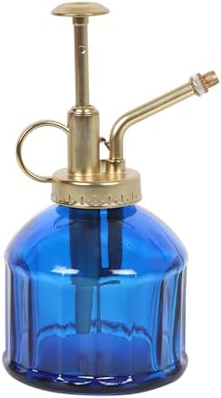 Vintage Blue Glass Plant Mister - Indoor Garden Enthusiast Gift, Gold Metal Pump Spray by Unknown