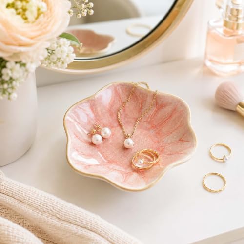 Pink Lotus Leaf Jewelry Dish Tray,Ring Dish Trinket Tray (Pink) - Image 5
