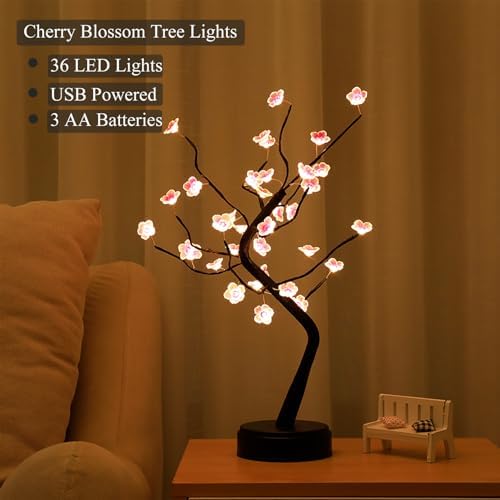 PXBNIUYA 36 LED Cherry Blossom Sparkly Fairy Spirit Tree Lights Warm White - Image 5