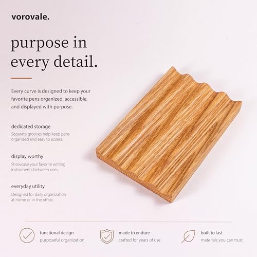 Solid Oak Pen Tray, Minimalist Desk Organizer, Natural Wood Pen Holder with Rounded Wavy Channel, Handcrafted Office Accessory - Image 6