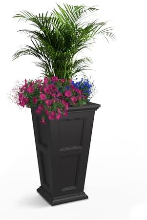 Mayne Fairfield 28in Self-Watering Tall Square Planter, Black by Mayne