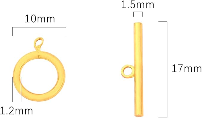 18K Gold Plated OT Toggle Clasps Non Tarnish 10x17mm 12 Pairs for Jewelry Making Findings
