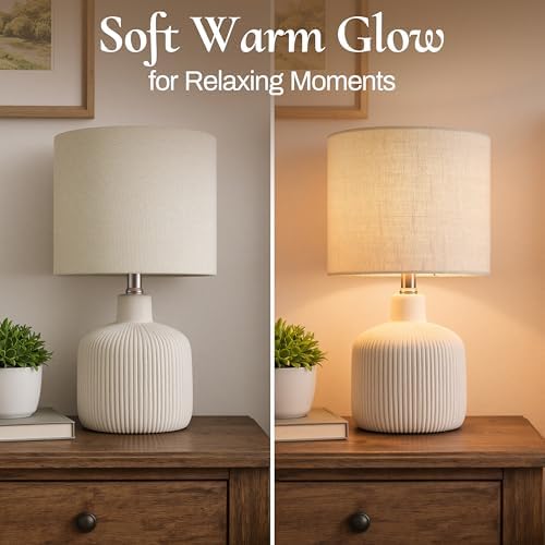 Ceramic Table Lamp, Off-White, 17.75" - Image 5