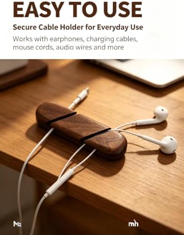 Solid Wood Desk Cable Management Cord Holder - Image 6