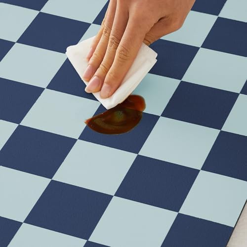 Ohocut Navy Blue Checkered Dish Drying Mat for Kitchen Counter, Coffee Bar Station Accessories, Retro Cute Aesthetic Modern Absorbent Drainer Mat Kitchen Drying Mat Easy Clean (Ocean, 24" x 16") - Image 5